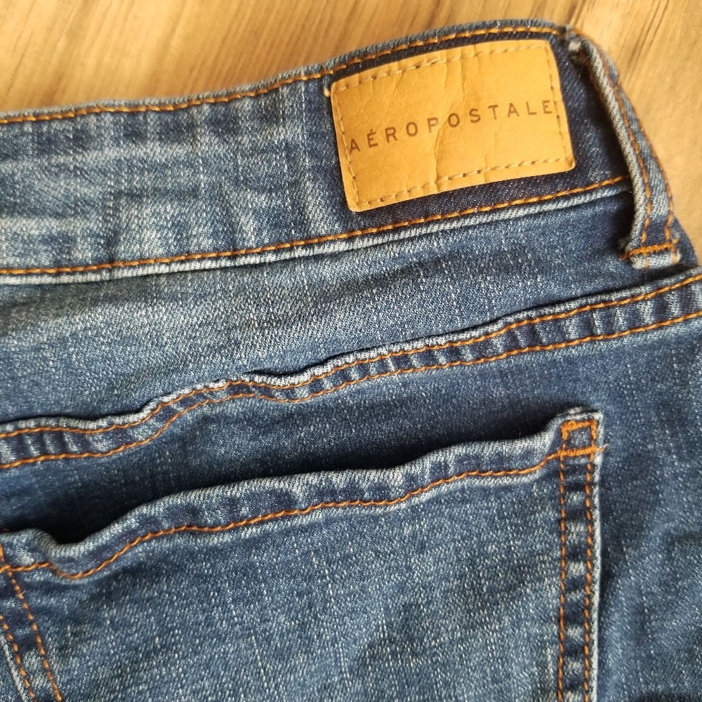 Aeropostal Floral Embroidered Dark Wash Denim Shorty Shorts - Picture 6 of 8